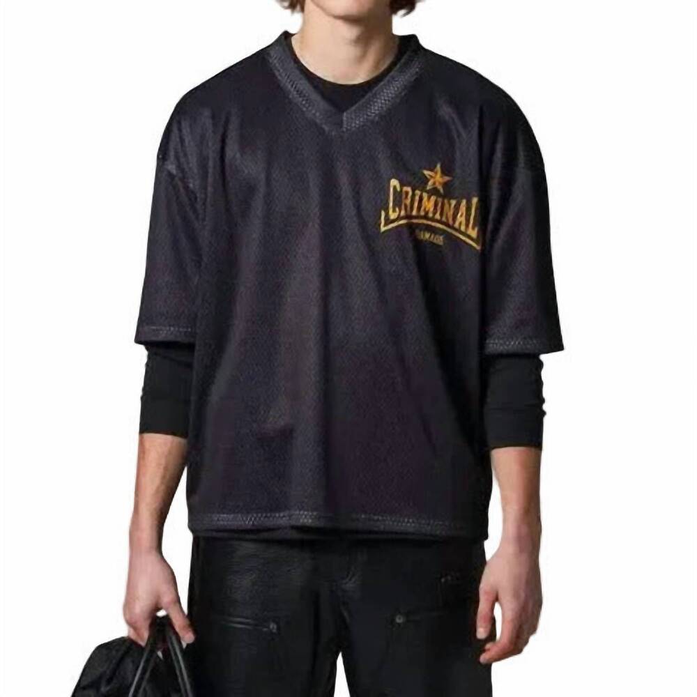 NEW CRIMINAL DAMAGE blake mesh top in black